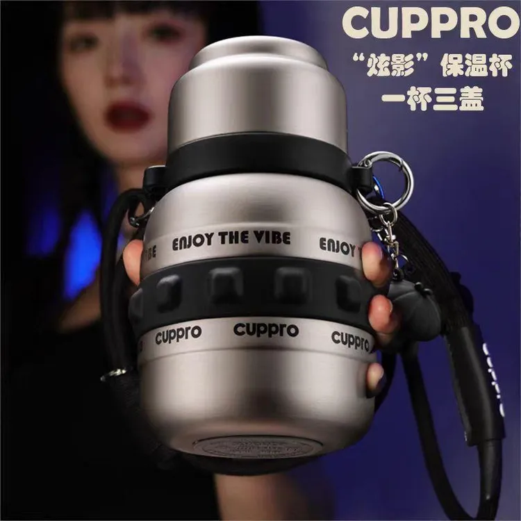 cuppro高颜值便携大肚水壶316不锈钢保温杯男女户外双饮吸管杯子