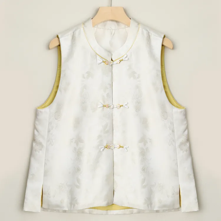 LANZIBES/蓝之蓓新中式国风马甲心桑蚕丝填充双面马甲外套B10516