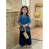 女童2025新款针织吊带背心打底衫百搭格纹屁帘休闲裤子潮流三件套