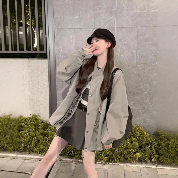 美式高级感复古英伦风上衣秋款风衣外套2575