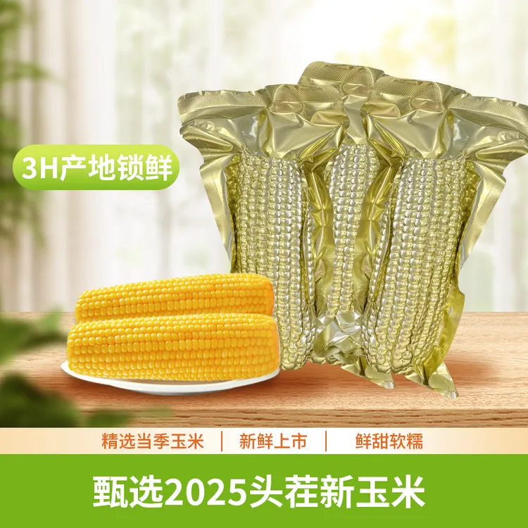东北【25年】头茬大棒黄糯玉米单根香甜软糯铝箔包装220g*10支