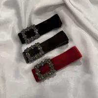 韩国 气质 小众 ins 手工 钻钻 丝绒 鸭嘴夹B785