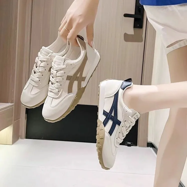 花乐集小众厚底德训鞋女款新款运动休闲鞋百搭网红平底皮面单鞋