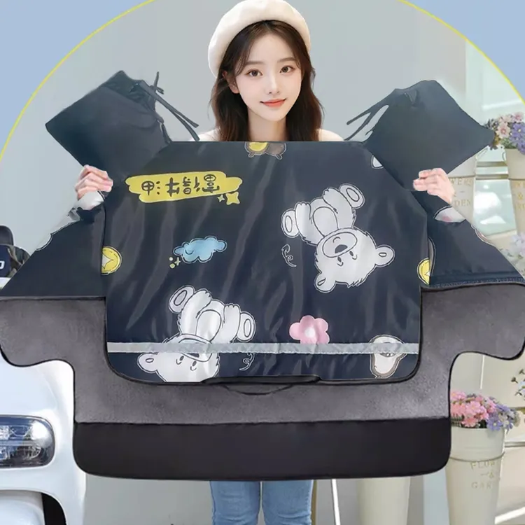 冬季电动车挡风被加绒加厚加大防水保暖摩托车防风罩新款