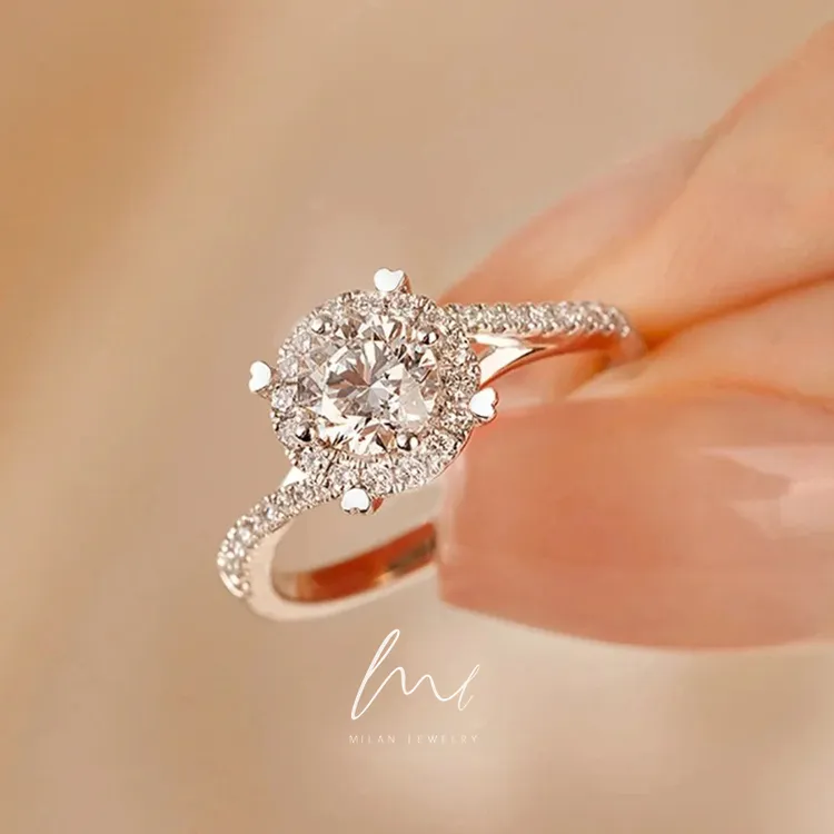 秘蓝 925银莫桑石戒指 极光钻戒/小众时尚感情侣求婚订结婚戒经典