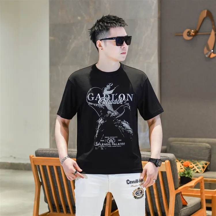 高级感男装2025新款轻奢时尚潮流个性撞色印花痞帅微宽松短袖T恤