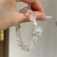 tx1216-[旋转雪花]果冻马粉天然粉水晶百搭气质女生手串