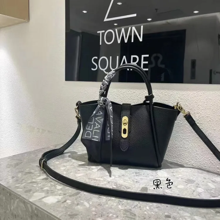 【女神包柜】MSTT荔枝纹水桶包时尚百搭大容量丝巾手提包单肩斜挎包