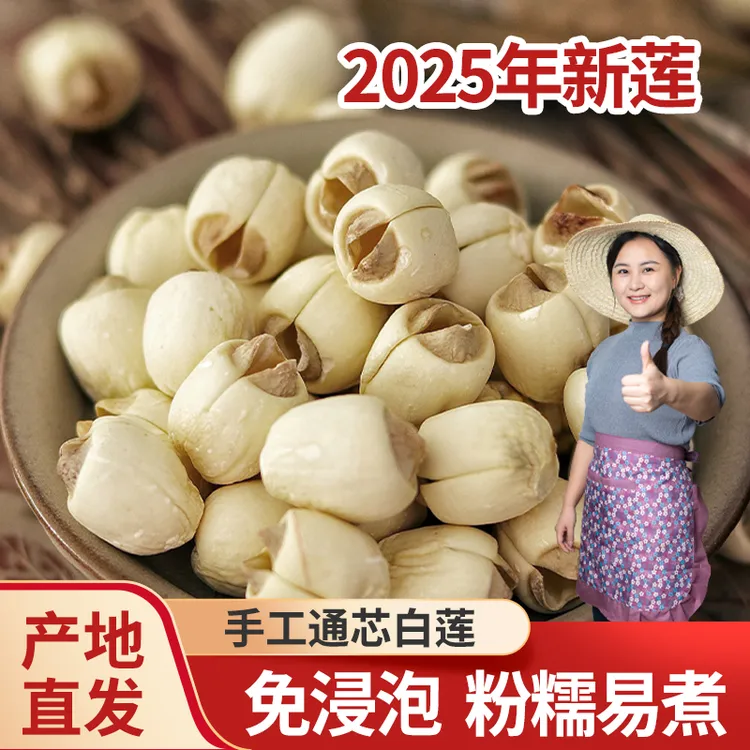 【小茵姑娘】2025新货手工通芯白莲子500g/250g大颗粒去心粉糯清香