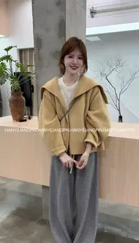 【海军领】韩系大翻领绵羊毛外套（只能干洗）