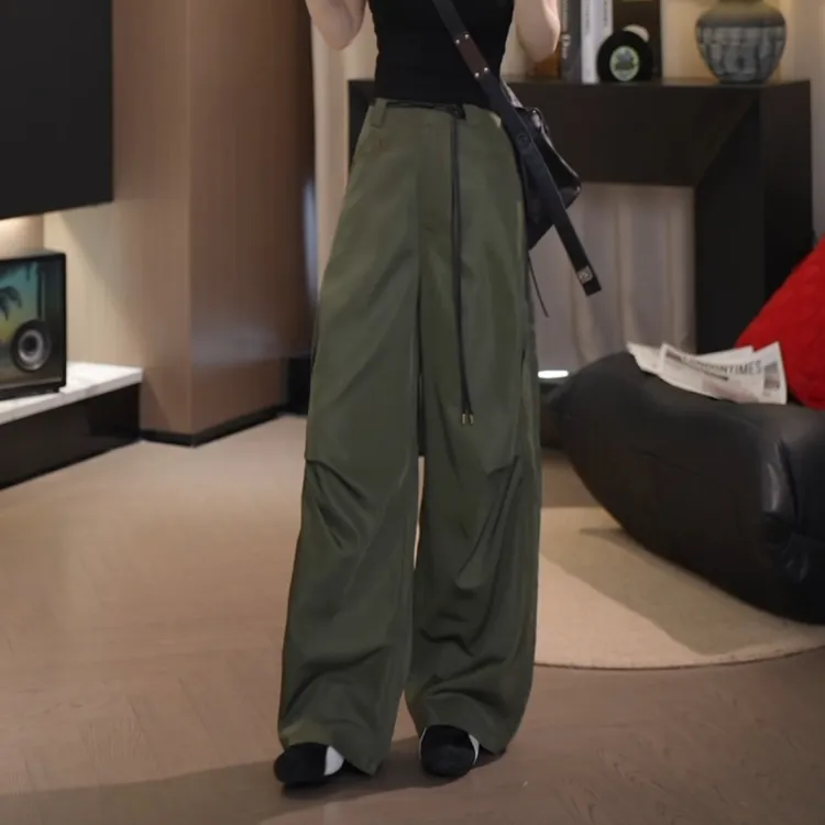 2025夏季新款设计感显瘦百搭撞色捏褶百搭休闲裤LK2504362