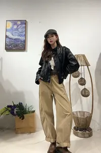 183区92黑色立领短款外套