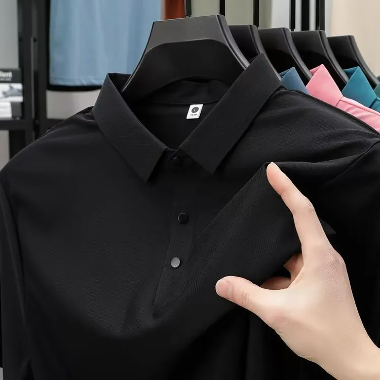 【上上签专属】彬时冰丝夏季新款男士翻领纯色无痕透气速干POLO衫