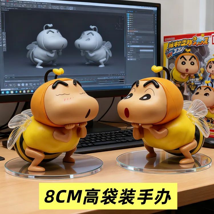 8CM高手办蜜蜂小新蜡笔小新潮玩男生礼物模玩摆件公仔机箱摆件