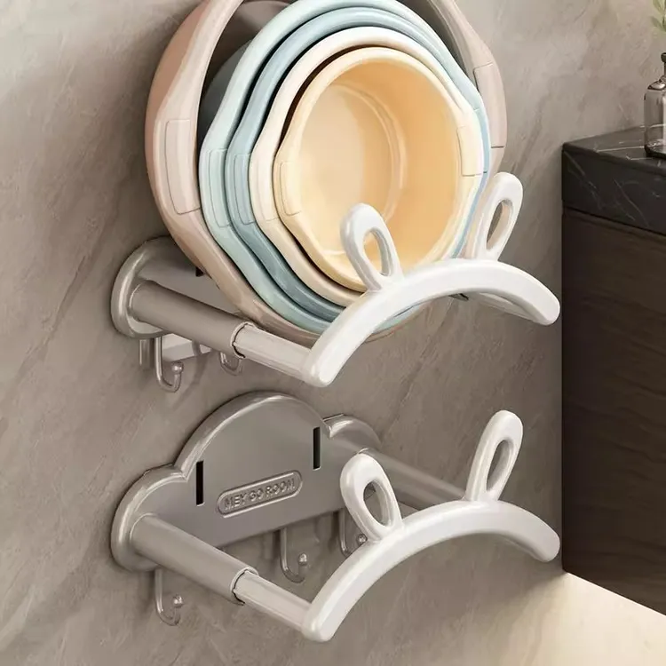 优勤挂壁式兔耳伸缩收纳砧板脸盆锅盖厨房浴室悬挂毛巾置物架盆架