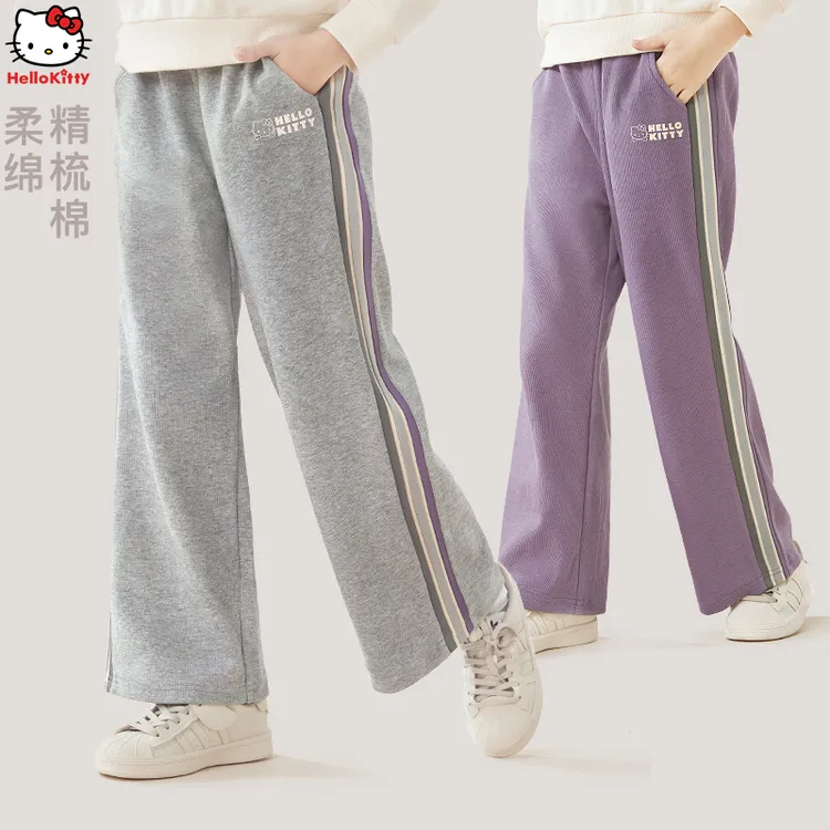 女童裤子新款春秋洋气儿童运动裤中大童直筒裤冬加绒加厚休闲童装