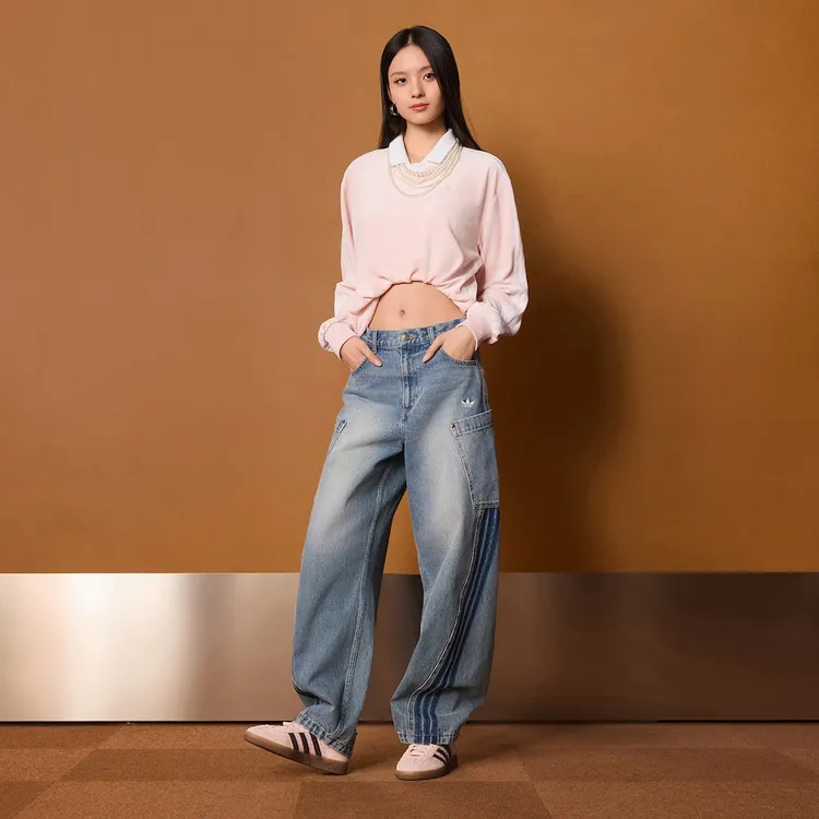 Adidas情侣款天鹅绒柔软针织运动长袖P0L0衫KQ5487