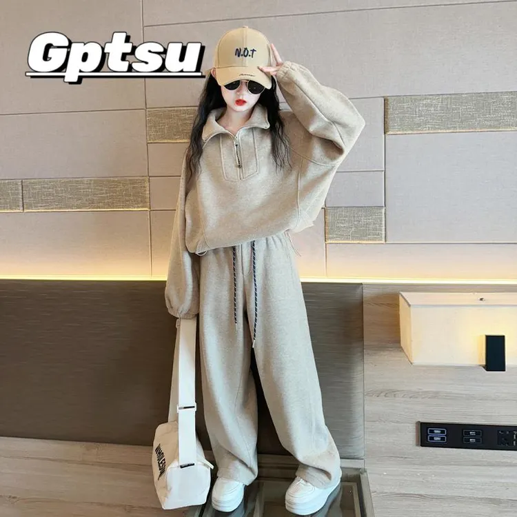 GPTSu女童秋装套装25新款儿童洋派卫衣大童春秋款休闲运动两件套