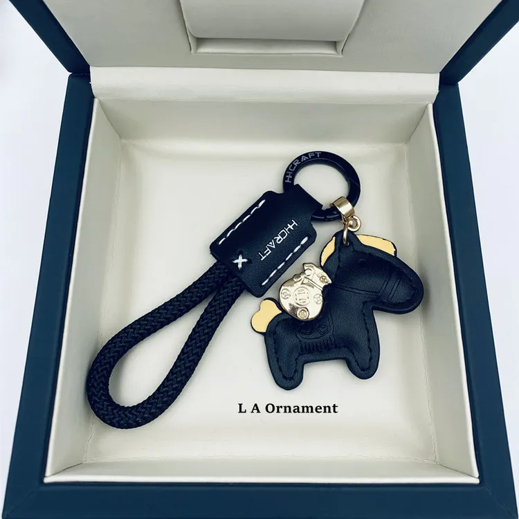 马上有钱手工牛皮汽车钥匙扣挂件精致简约个性男女情侣钥匙链挂绳