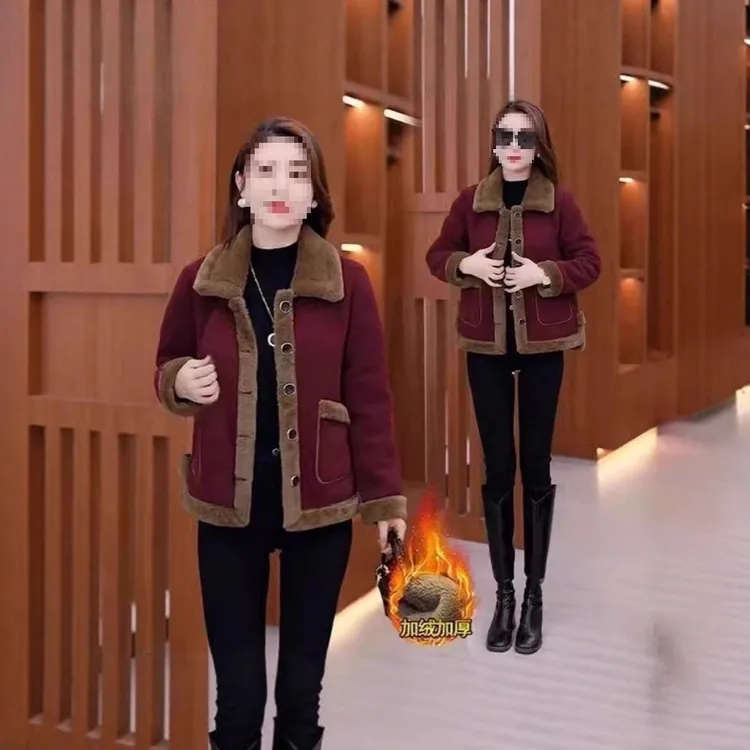 中年妈妈秋冬装加绒棉袄外套中老年女装洋气加厚保暖棉衣2025棉服