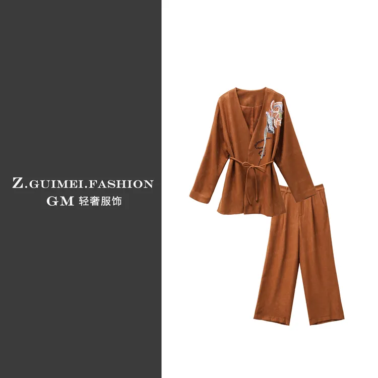 【肆姐高定】重工钉珠荷花系带套装XY3382