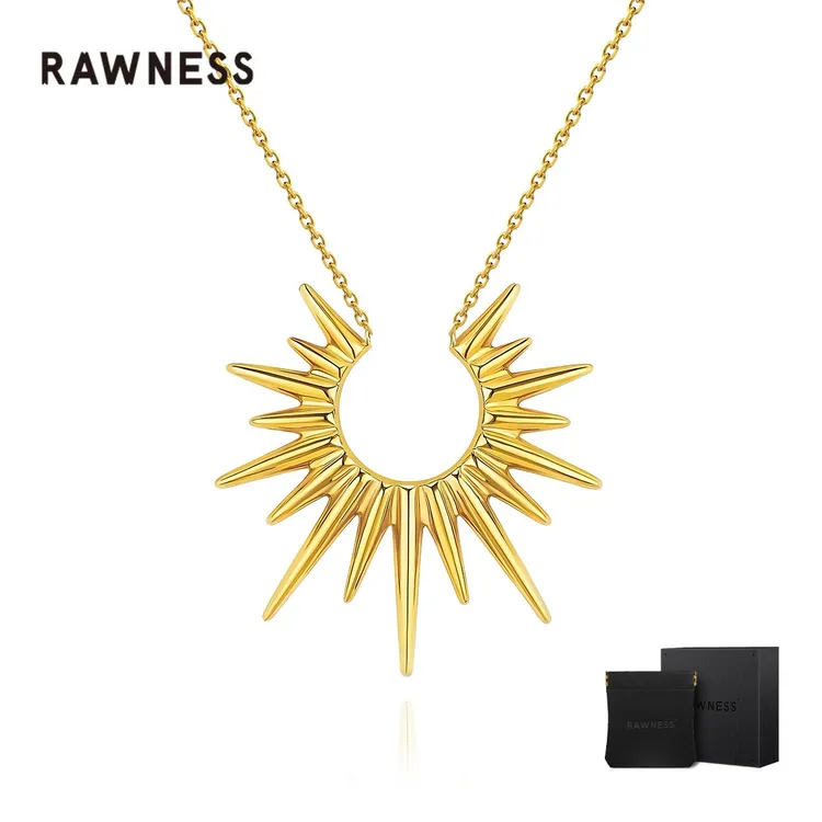 RAWNESS 钛钢项链 情人节礼物太阳锁骨链 欧美ins风金色阳光叠戴 