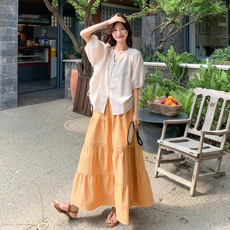 大方得体松弛感巨好看穿搭套装女夏2025新款减龄上衣半身裙两件套