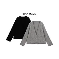 HDD- "个性慵懒" 羊毛 秋季女款麻花针织宽松毛衣外套  Y8780