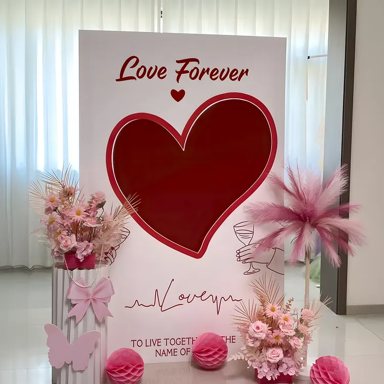 婚房布置网红打卡拍照合影区氛围背景墙结婚订婚宴爱心相框迎宾牌