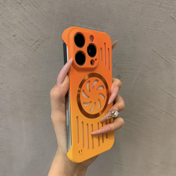 镂空散热适用苹果16ProMax手机壳超薄渐变无边框iPhone15Pro强磁