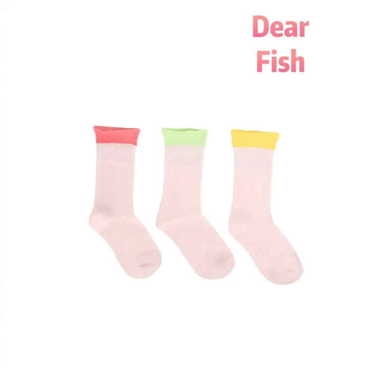 DF DEAR FISH【薄荷曼波】棉袜新款柠檬黄女袜可爱透气袜子春夏薄透