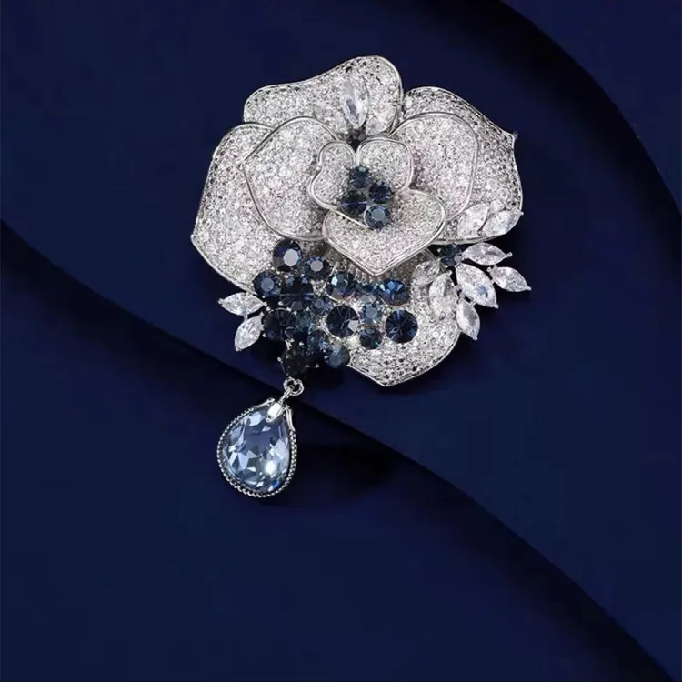 铜合金合成锆石胸针 【玫瑰之恋】胸针超闪精致胸花优雅奢华高档