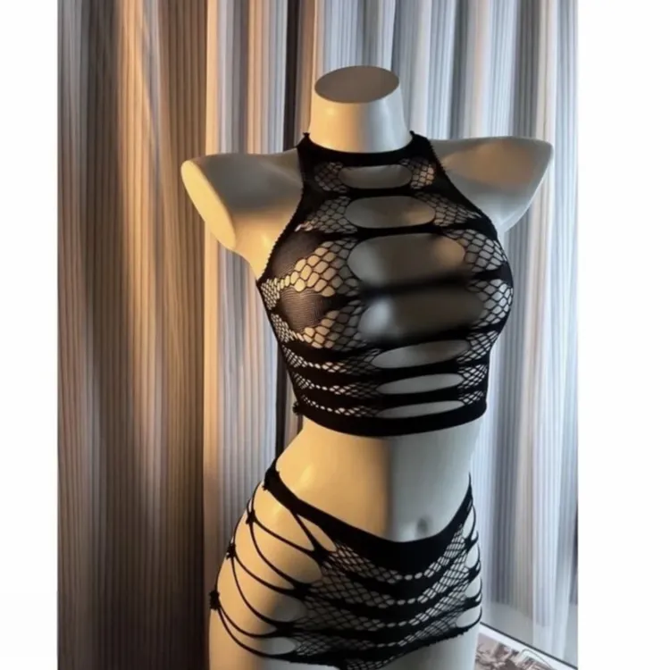 【嘶嘶乐】镂空分体两件套可撕网衣情侣约会战衣