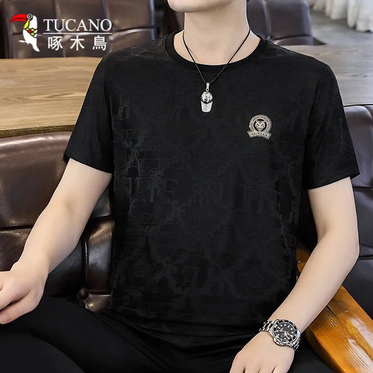 TUCANO/啄木鳥冰丝短袖T恤夏季高端烫钻薄款圆领潮流百搭半袖透气