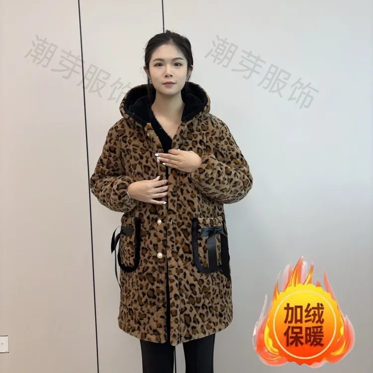 2025新款三层加绒加厚仿兔毛绒舒适保暖女士棉服外套家居服可外穿
