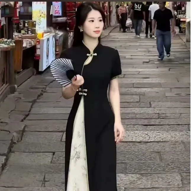 夏季中式旗袍显瘦连衣裙