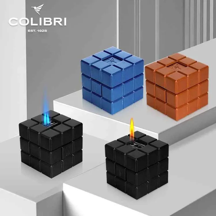 美国高端Colibri科乐比雪茄打火机两种火焰台式立方体魔方打火机
