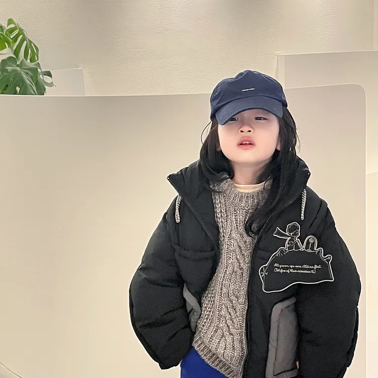 中长款休闲风厚款男女童童装欧若精灵风羽绒服