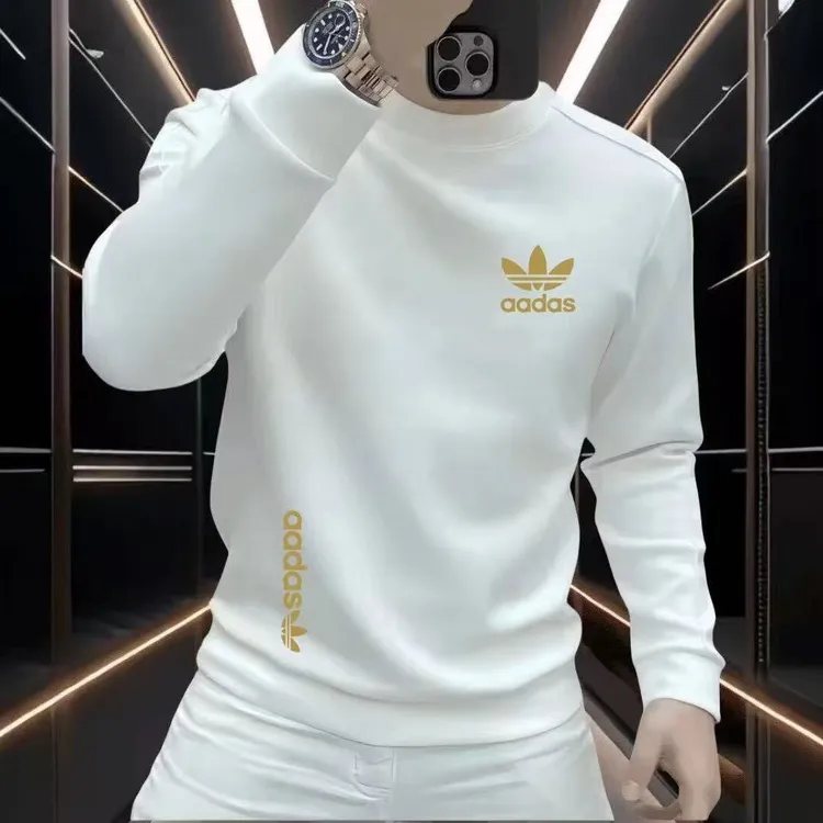 2025秋冬新款潮牌印花长袖T恤男士韩版修身圆领套头打底卫衣外套