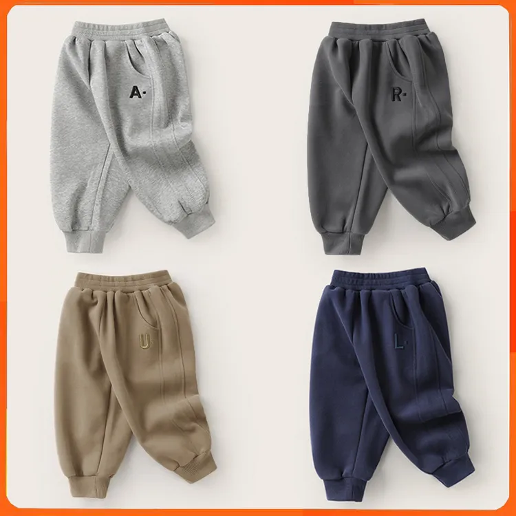 冬季男童加绒裤子秋冬加厚外穿宽松儿童裤子男宝宝裤子中小童卫裤