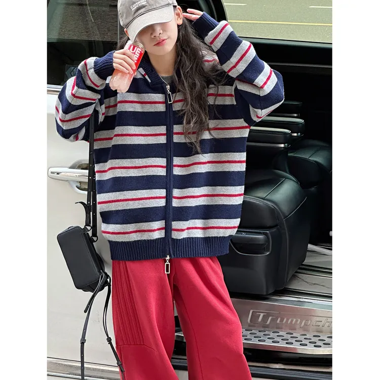K29847孙小美氛围感女童毛衣外套2025秋装儿童连帽上衣秋冬开衫潮