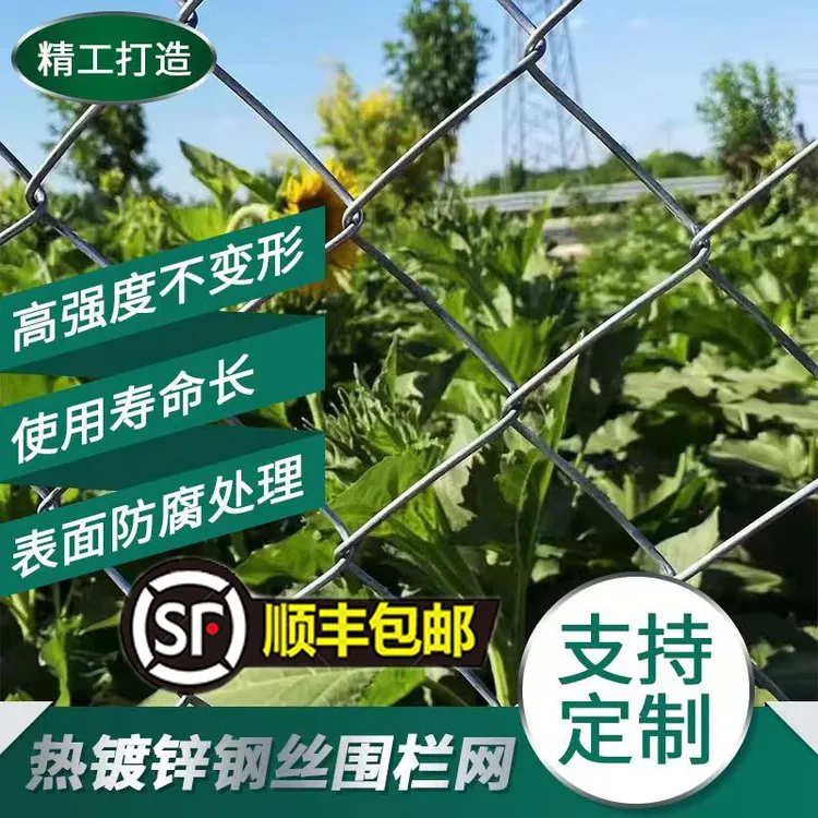 热镀锌钢丝勾花网铁丝网围栏隔离网家禽养殖鸡狗牛羊网果农场围网