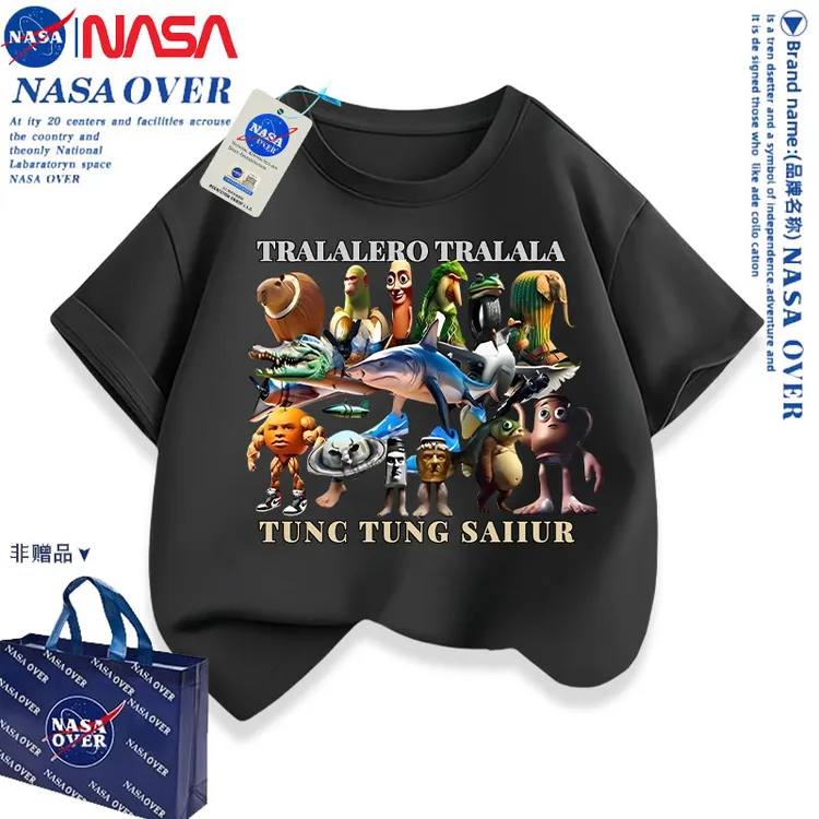NASA联名美国山海经通哥木棍人童装周边衣服儿童夏季短袖T恤上衣