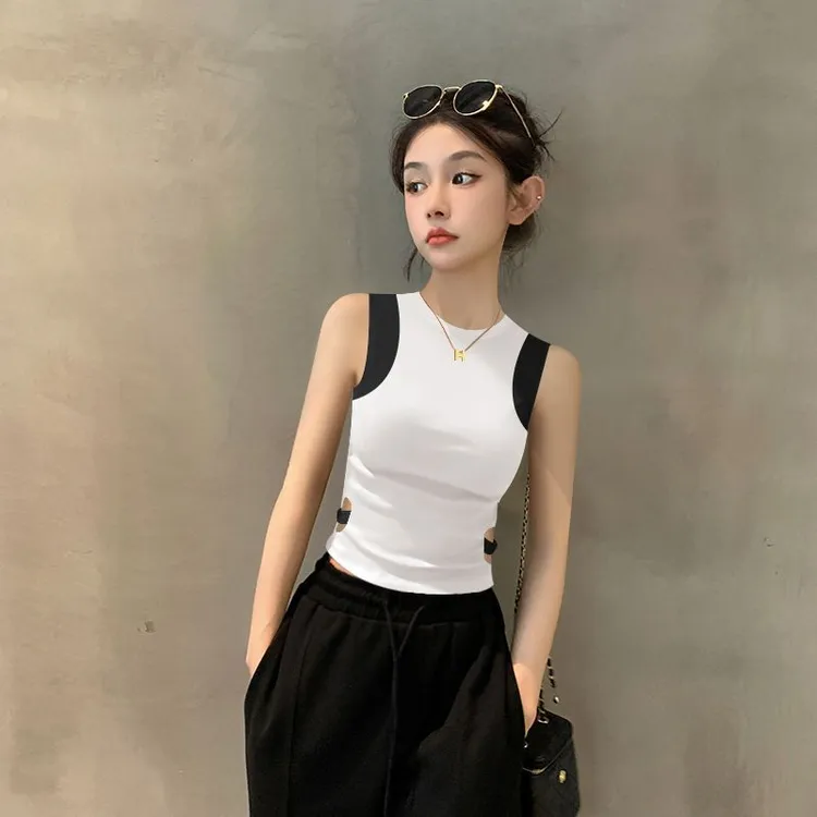 2025新款夏季白色无袖背心吊带女内搭外穿短款黑色设计感小众上衣