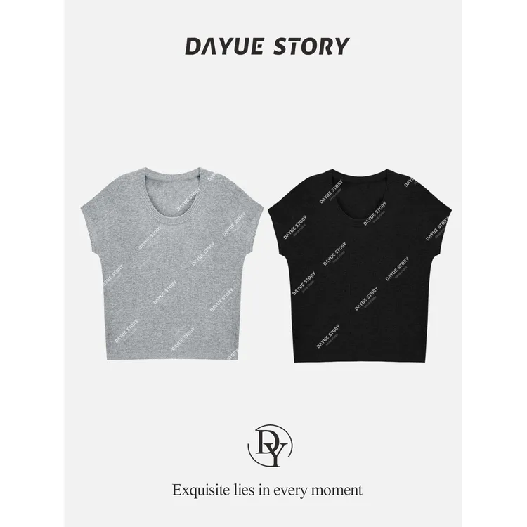 DAYUE【暮云】显瘦就这件~简约有质感！夏季时尚百搭纯色短袖针织衫