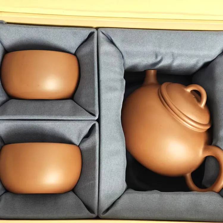 坭兴陶全手工茶壶容天壶200毫升高端送礼中式大气礼盒套装大容量