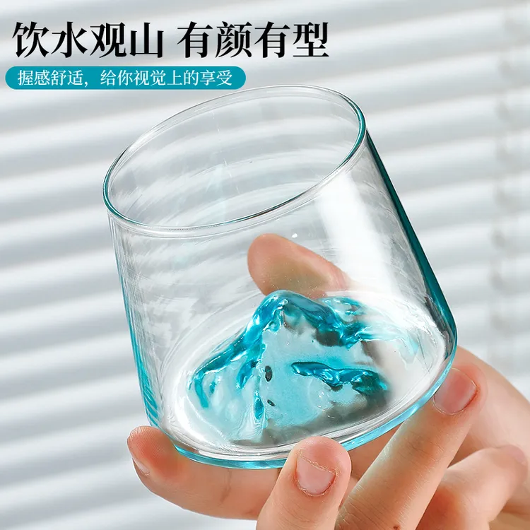 观山款【2只装】耐热耐热玻璃茶杯洋酒杯日式家用大口径创意款杯子