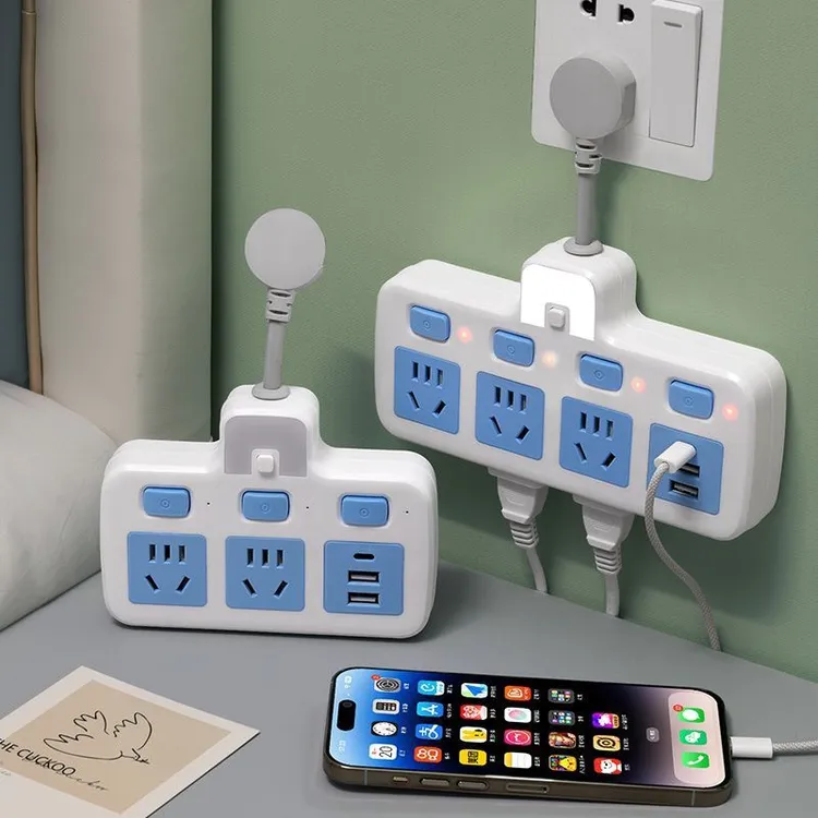 智能一转多转换器插座分控带开关插排带USB小夜灯排插