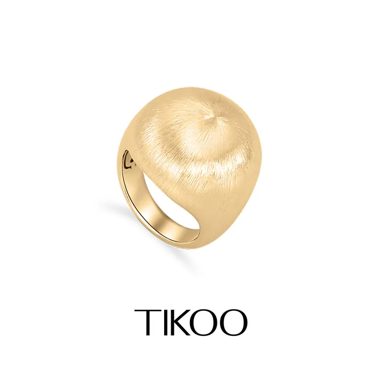 TIKOO 铜合金戒指 大圆球女轻奢质拉丝工艺指环个性小众高级指戒