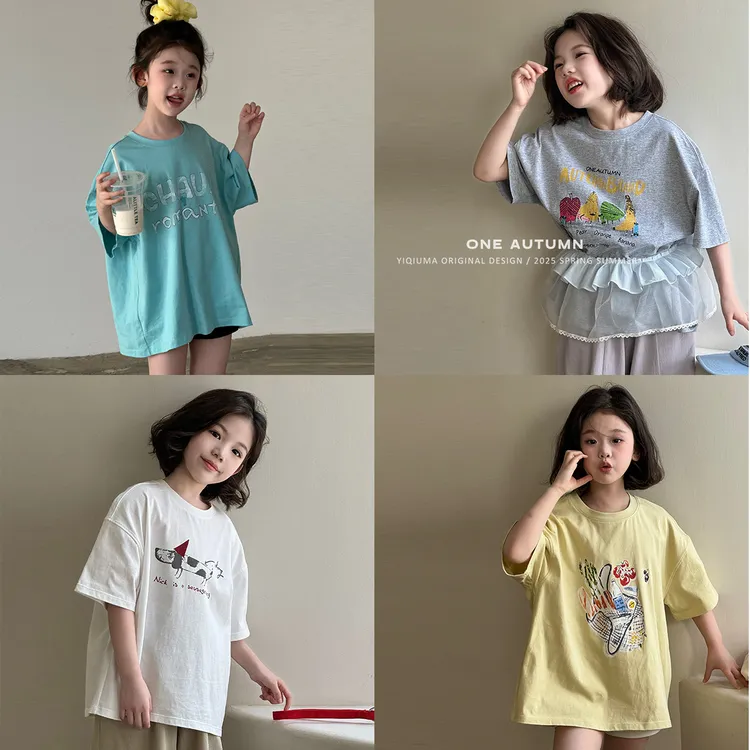 现货「麦麦秋」【奇趣乐园】全棉女中大童夏季卡通印花短袖T恤GX684
